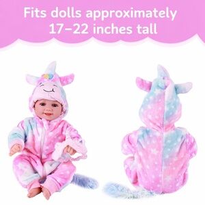 Unicorn Hooded Star Plush Baby Onesie - Pink &‎ Aqua